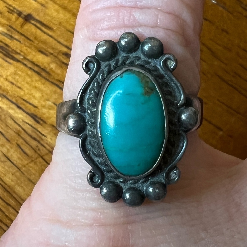 1930s-1960s Vintage Bell Trading Post Turquoise Ring, Size 5.5
